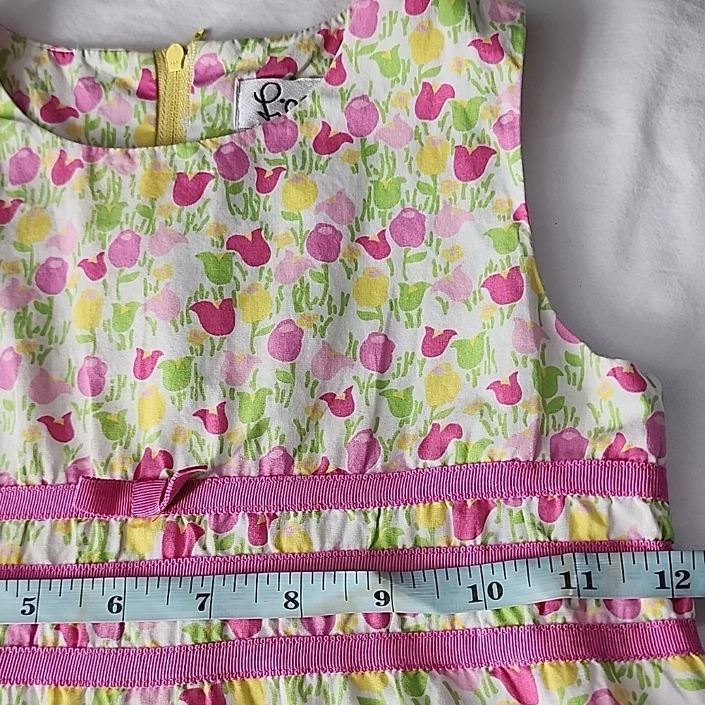 Lilly Pulitzer Tulip Floral Vintage Dress Sz‎ 6X Girls Pink Green Yellow